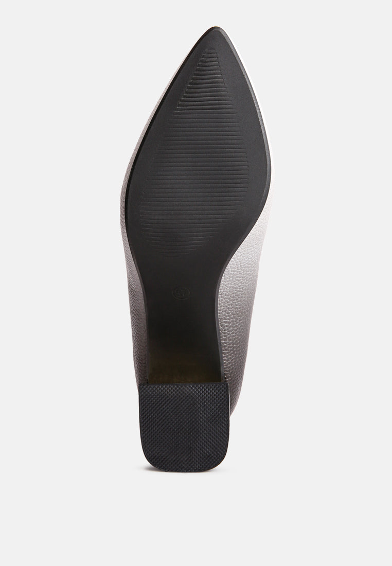 women metallic accent block heel pumps#color_black