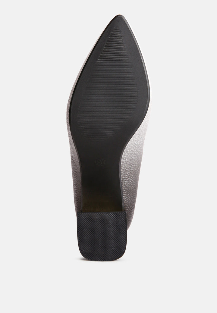 women metallic accent block heel pumps#color_black