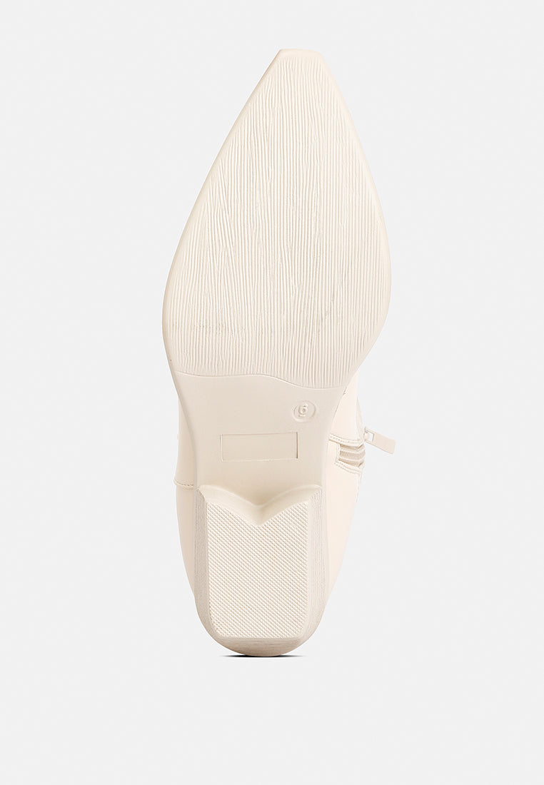 women patchwork detail low heel cowboy boots#color_beige