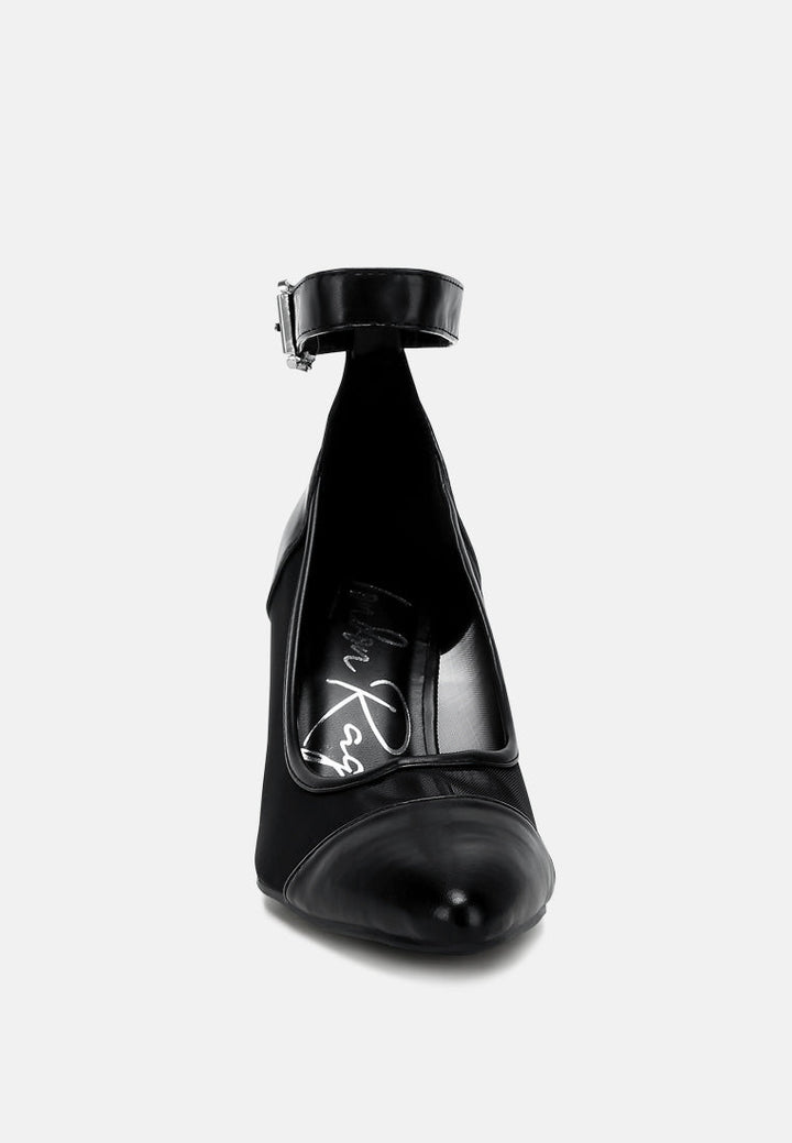 women mesh pump sandals#color_black