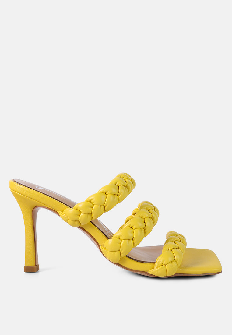women triple braided strap heel#color_yellow