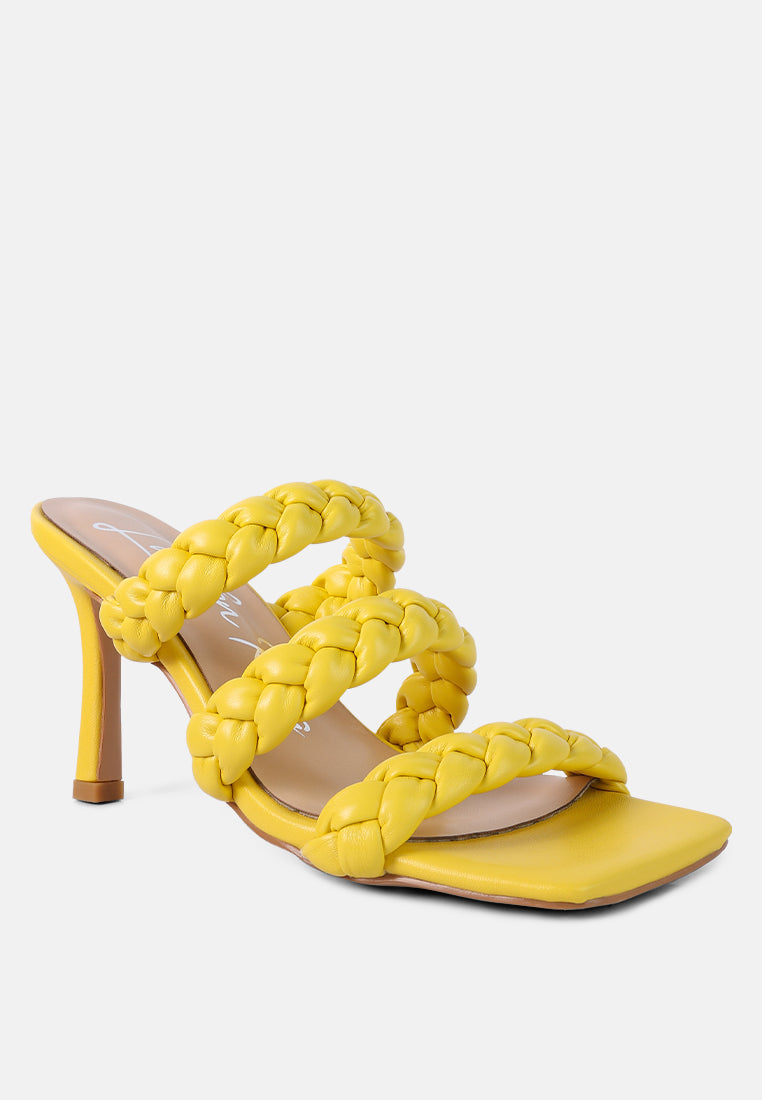 women triple braided strap heel#color_yellow