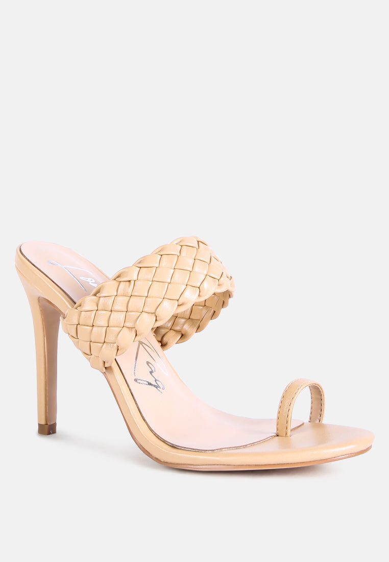 women woven strap toe ring sandals#color_latte