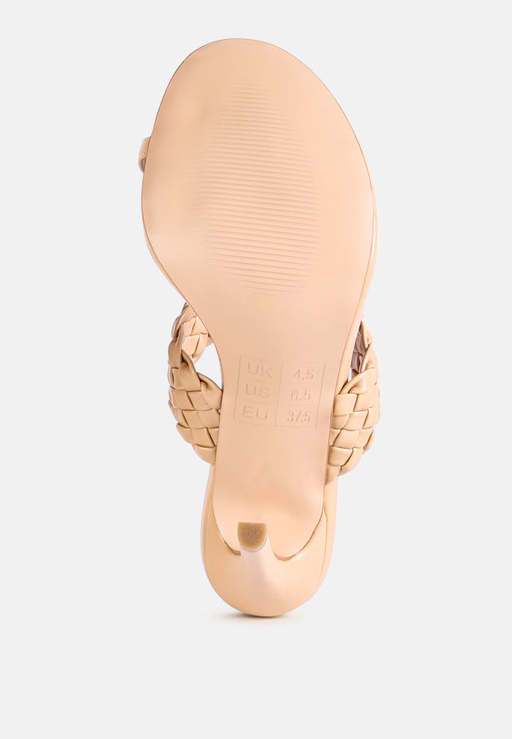 women woven strap toe ring sandals#color_latte