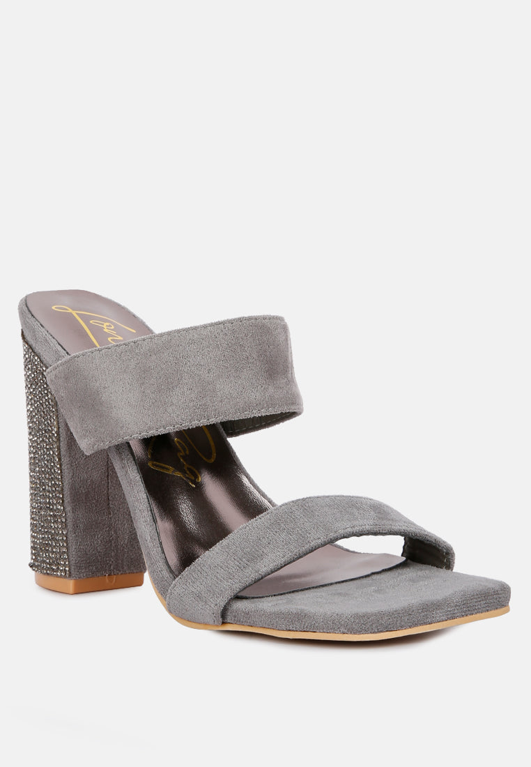 women diamante set high block heeled sandals#color_grey