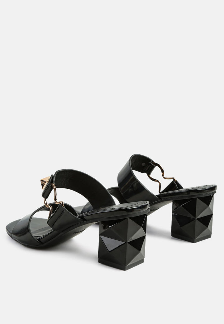 women hookup geometric cut block heel slides#color_black