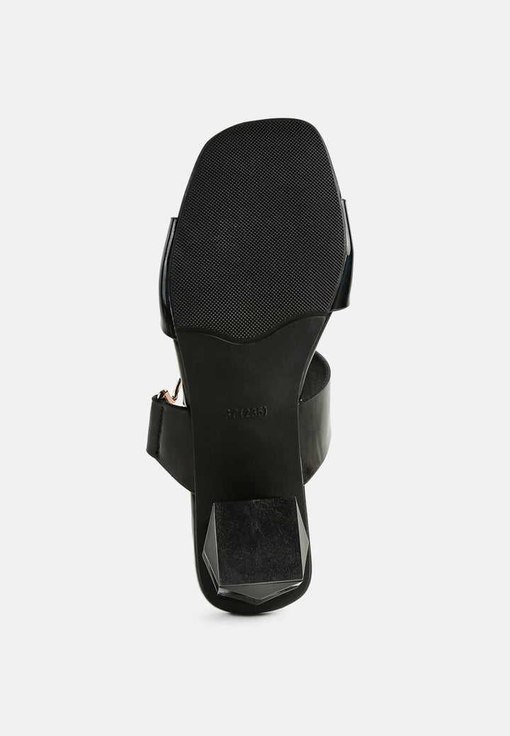 women hookup geometric cut block heel slides#color_black