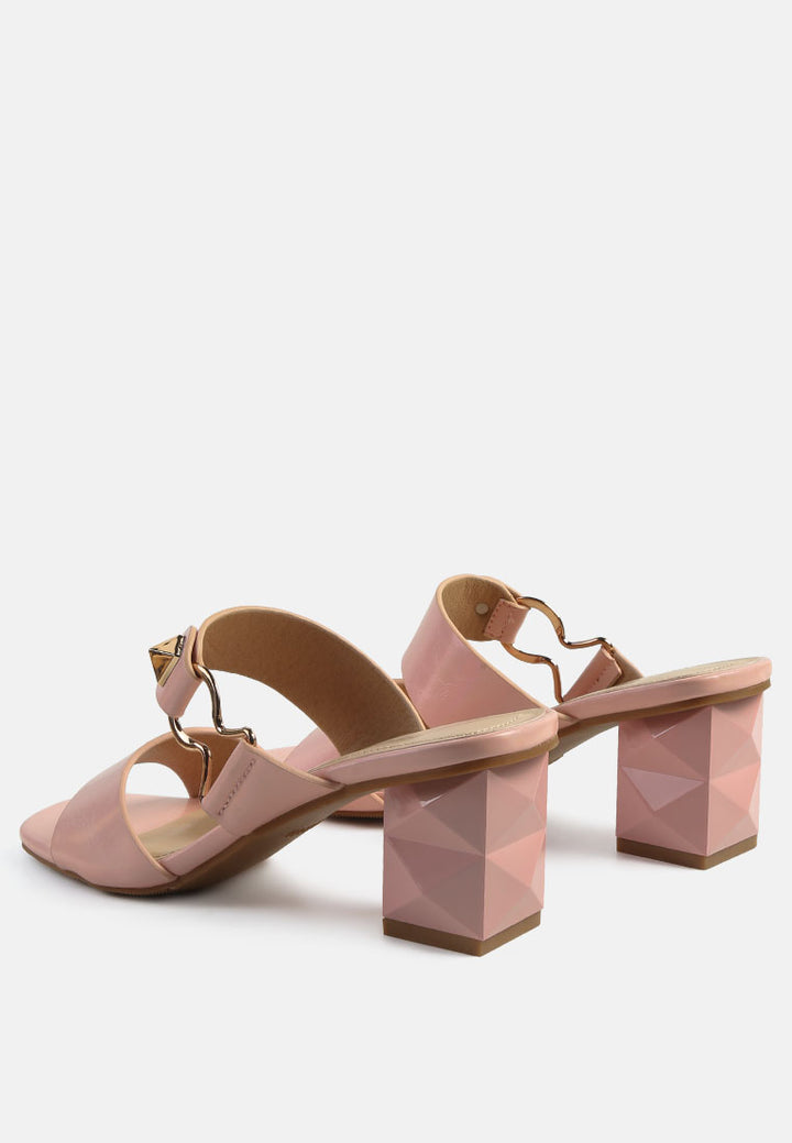 women hookup geometric cut block heel slides#color_pink