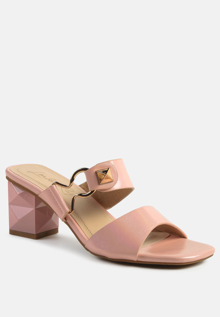 women hookup geometric cut block heel slides#color_pink