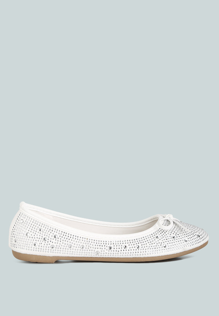 women hosana rhinestones and stud embellished ballet flats#color_white