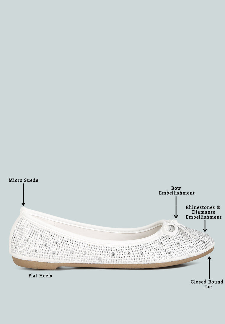 women hosana rhinestones and stud embellished ballet flats#color_white