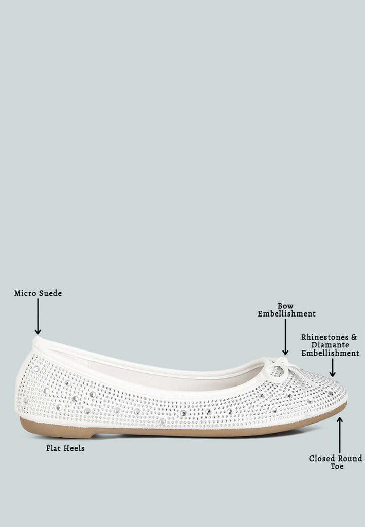 women hosana rhinestones and stud embellished ballet flats#color_white
