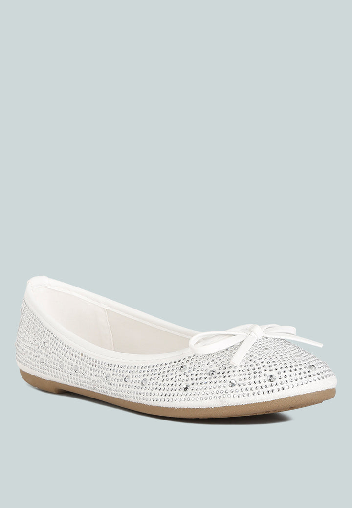 women hosana rhinestones and stud embellished ballet flats#color_white