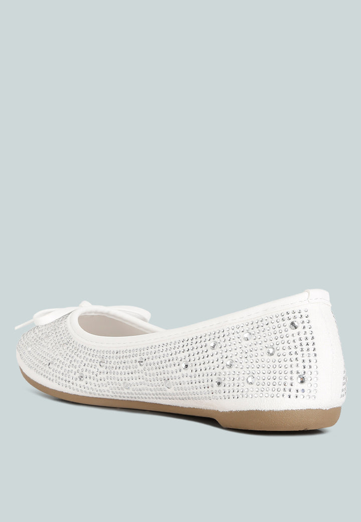 women hosana rhinestones and stud embellished ballet flats#color_white