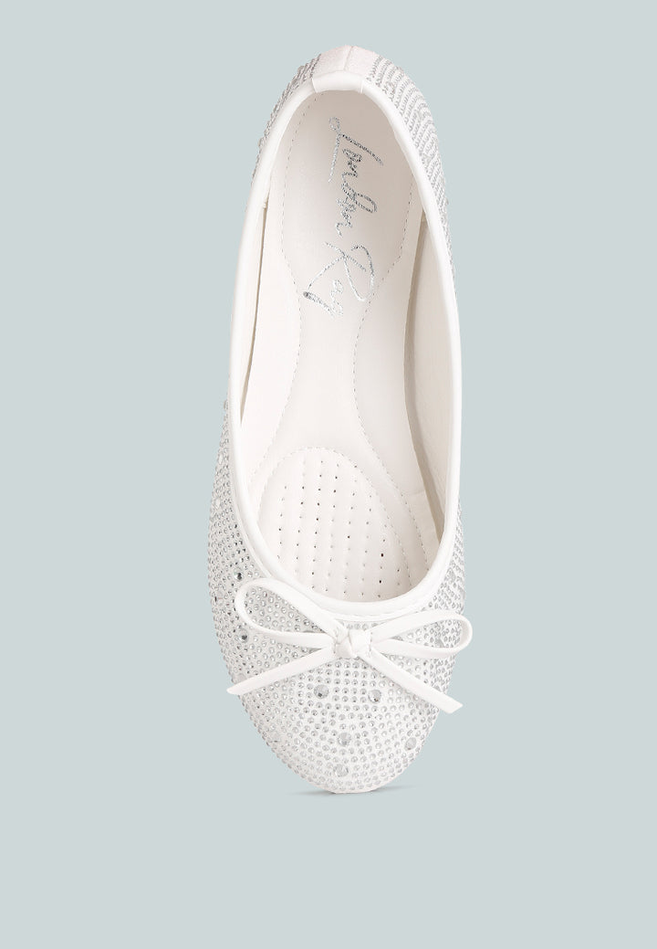 women hosana rhinestones and stud embellished ballet flats#color_white