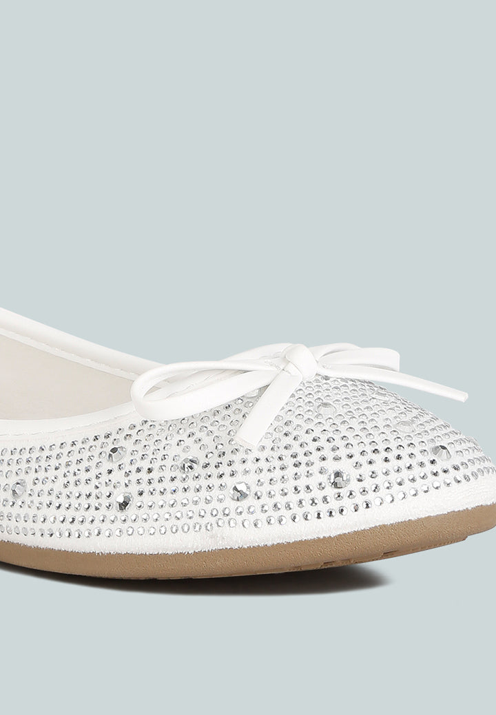 women hosana rhinestones and stud embellished ballet flats#color_white