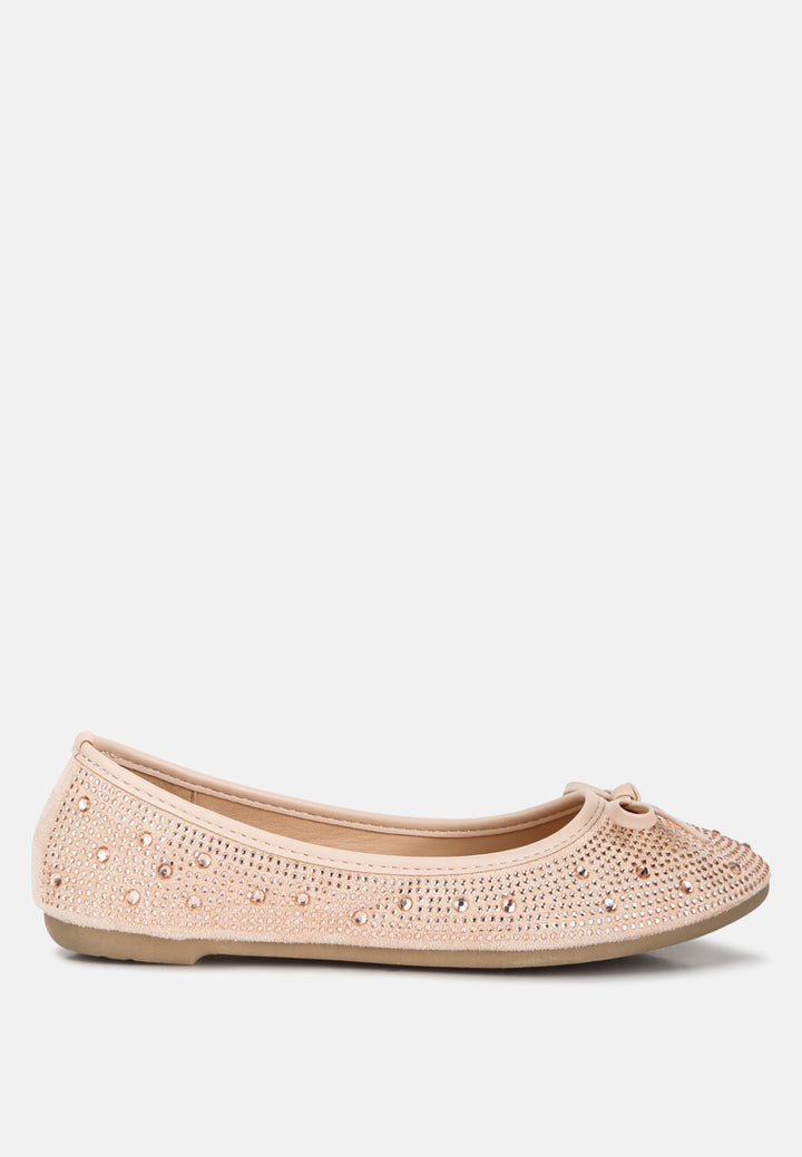 women hosana rhinestones and stud embellished ballet flats#color_beige