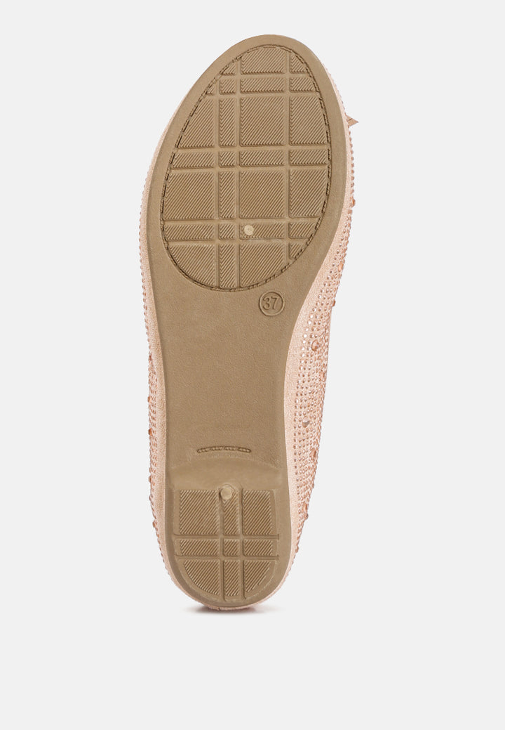 women hosana rhinestones and stud embellished ballet flats#color_beige