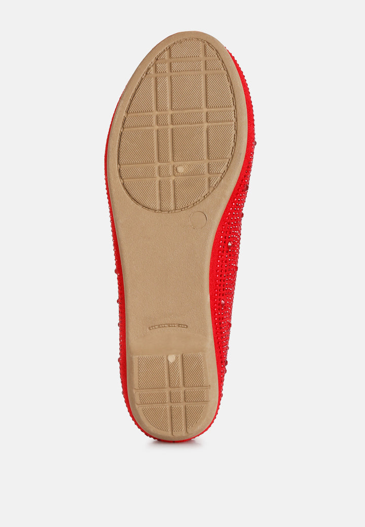 women hosana rhinestones and stud embellished ballet flats#color_red