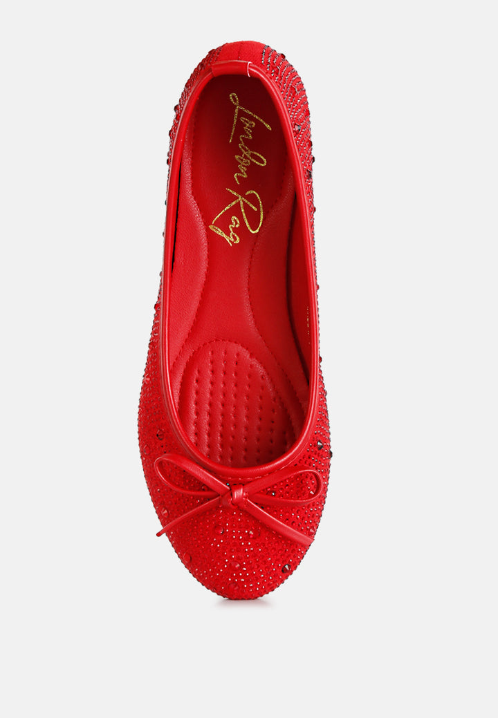 women hosana rhinestones and stud embellished ballet flats#color_red