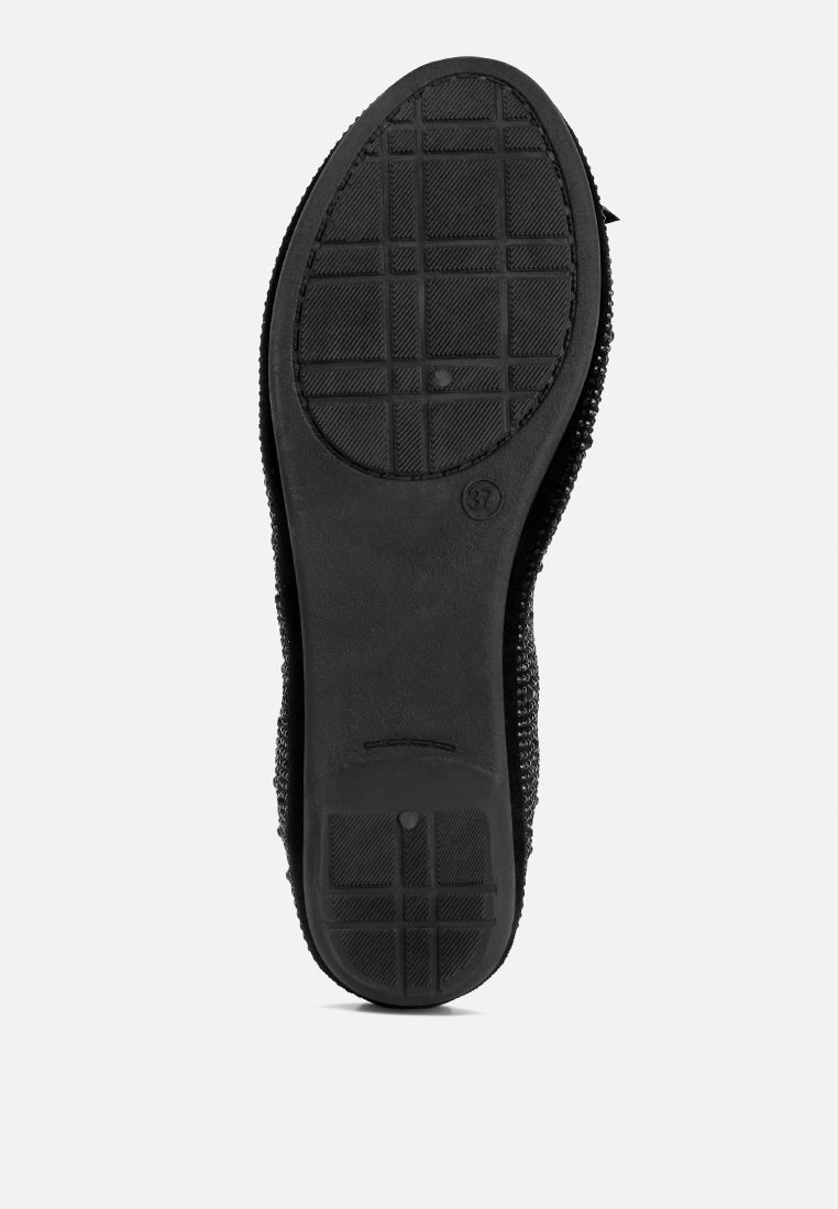 women hosana rhinestones and stud embellished ballet flats#color_black