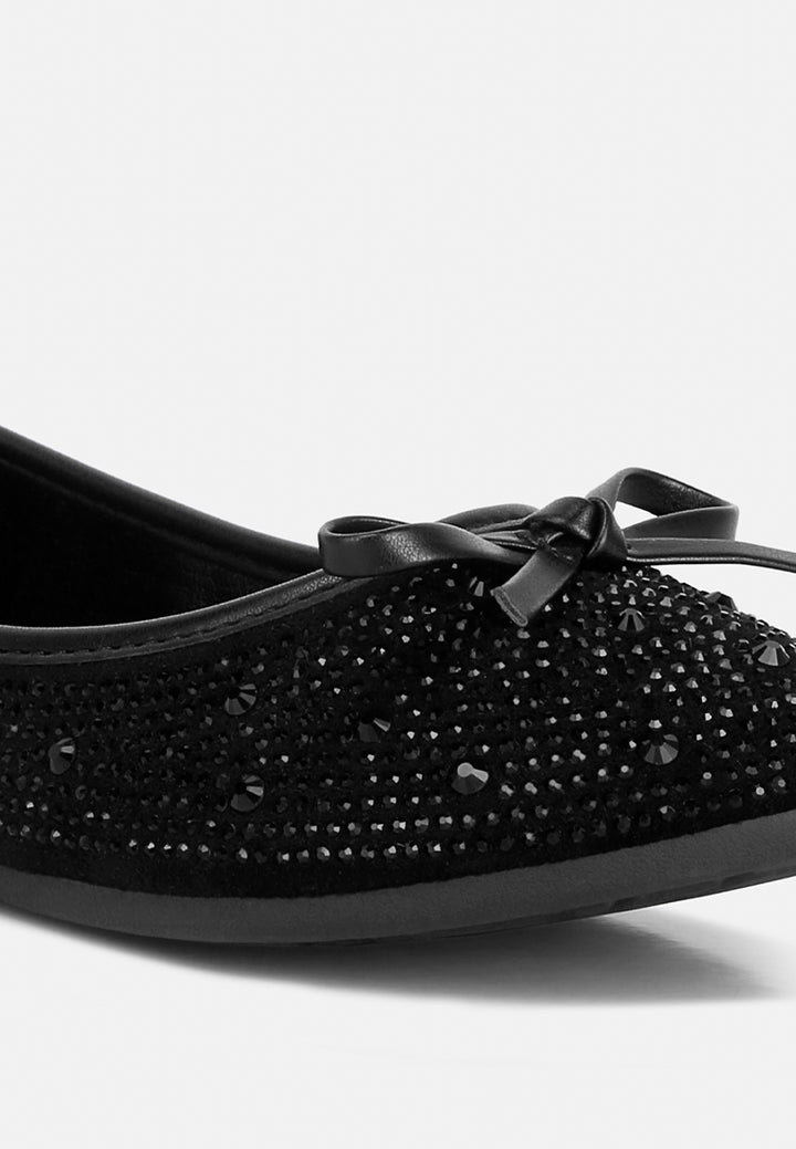 women hosana rhinestones and stud embellished ballet flats#color_black