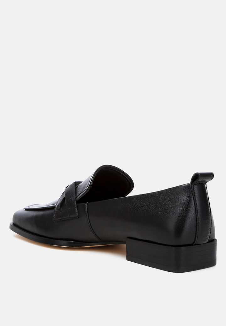 women genuine leather braided loafers#color_black