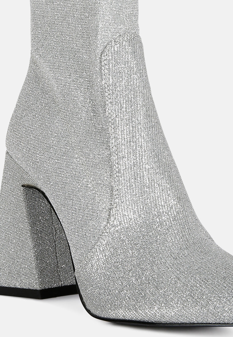 women hustlers shimmer block heeled ankle boots#color_silver