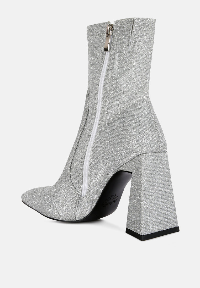 women hustlers shimmer block heeled ankle boots#color_silver