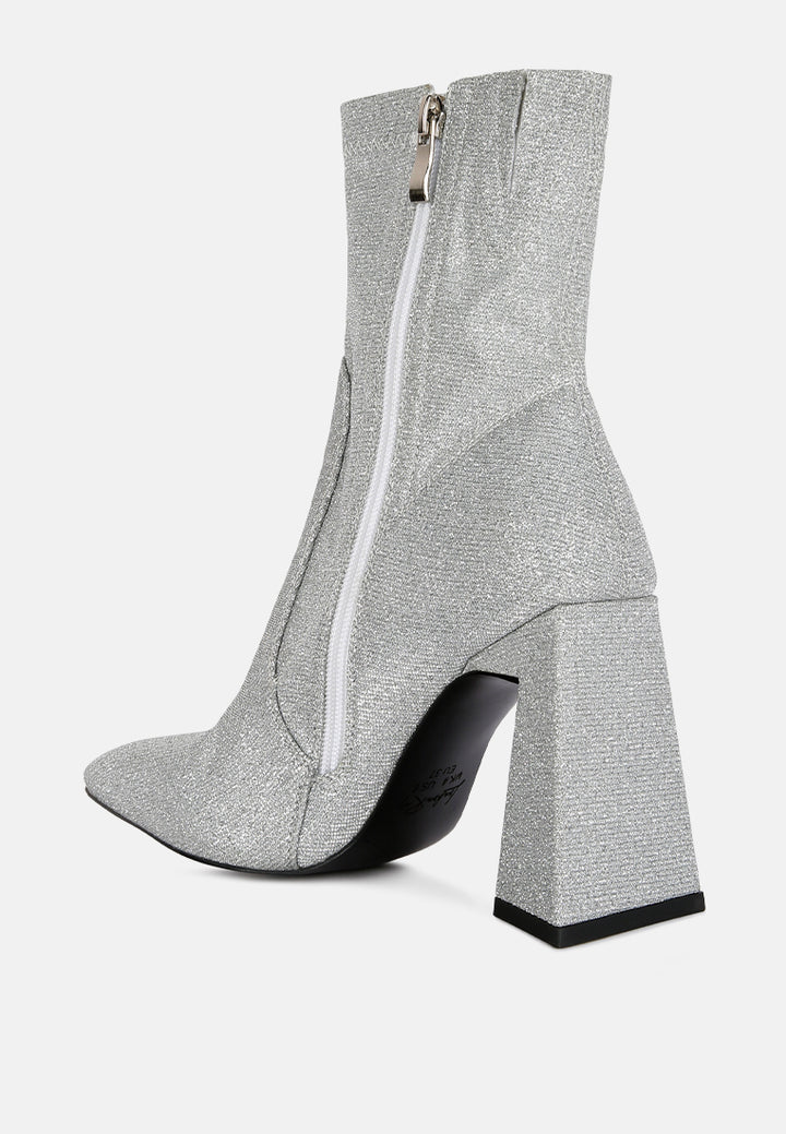 women hustlers shimmer block heeled ankle boots#color_silver