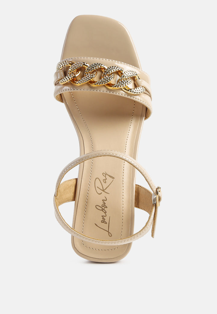 women geometric cut diamante chain sandal#color_latte