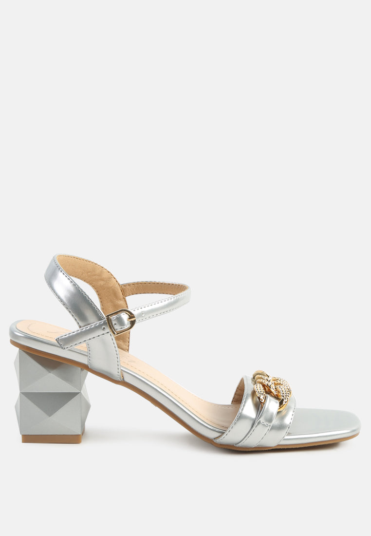 women geometric cut diamante chain sandal#color_silver