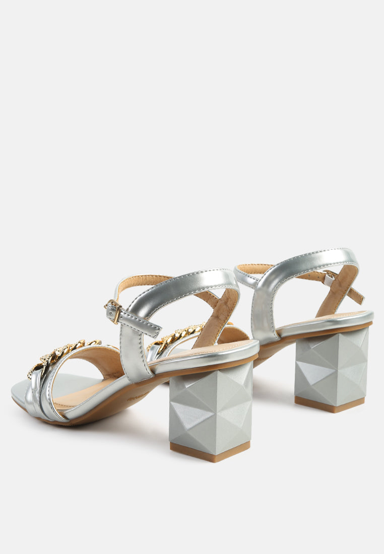 women geometric cut diamante chain sandal#color_silver
