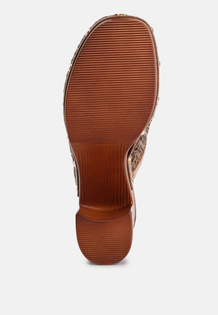 women raffia platform clogs#color_brown
