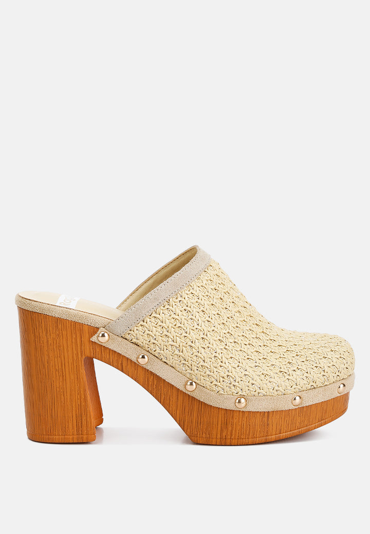 women raffia platform clogs#color_beige