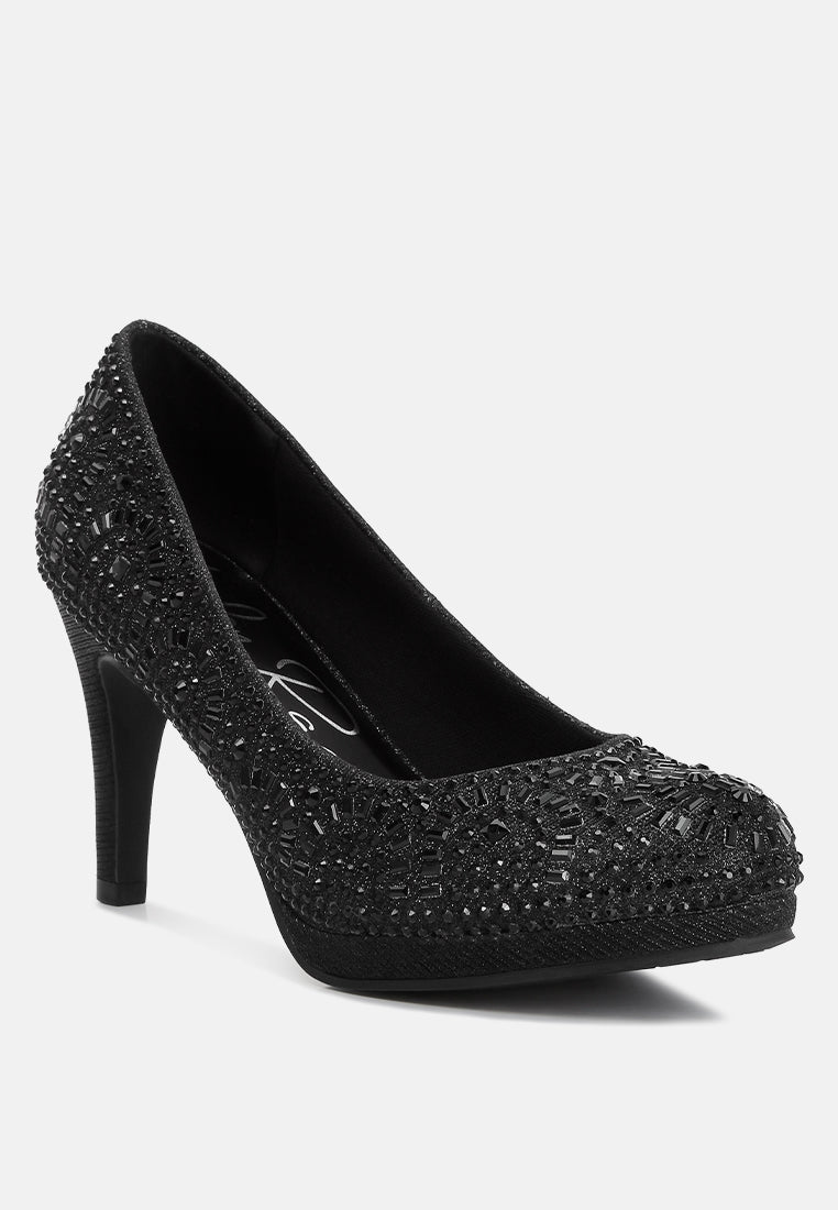 women exquisite rhinestone embellished stiletto pumps#color_black