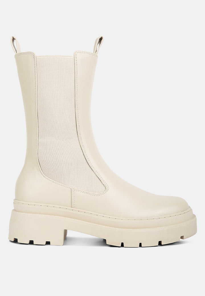 women elasticated gussets lug sole boots#color_off-white