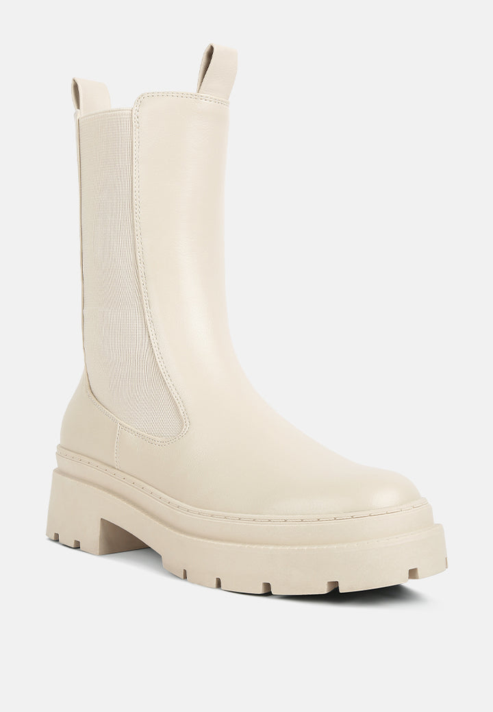 women elasticated gussets lug sole boots#color_off-white