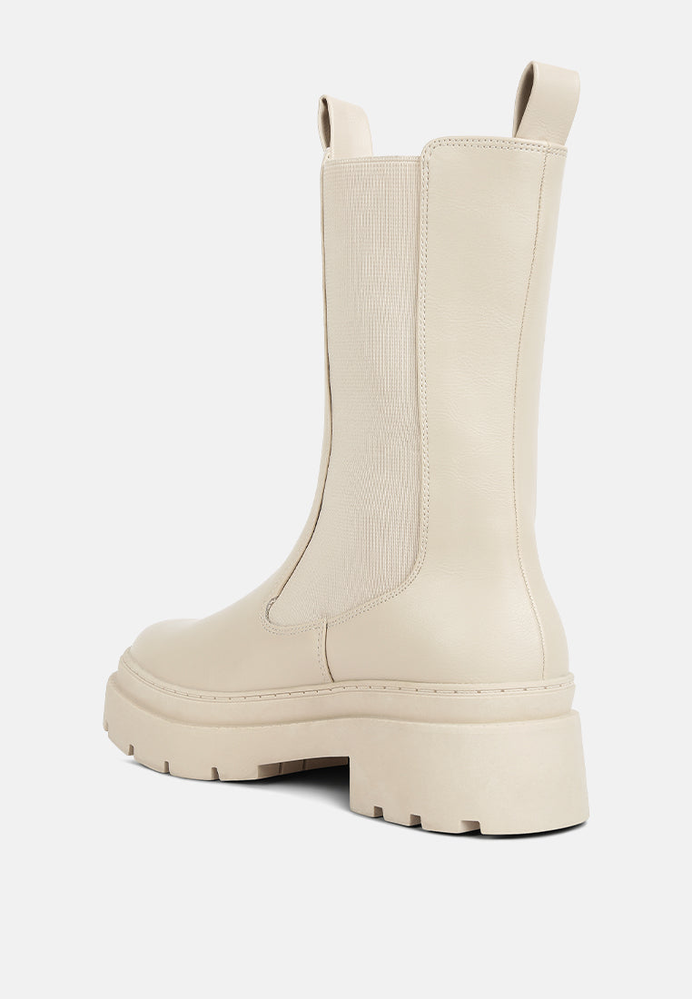 women elasticated gussets lug sole boots#color_beige