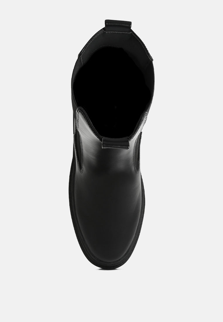 women black elasticated gussets lug sole boots#color_black