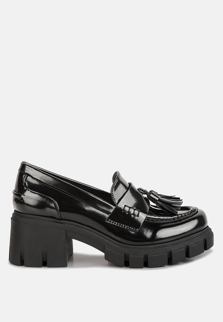 women tassels detail chunky loafers#color_black