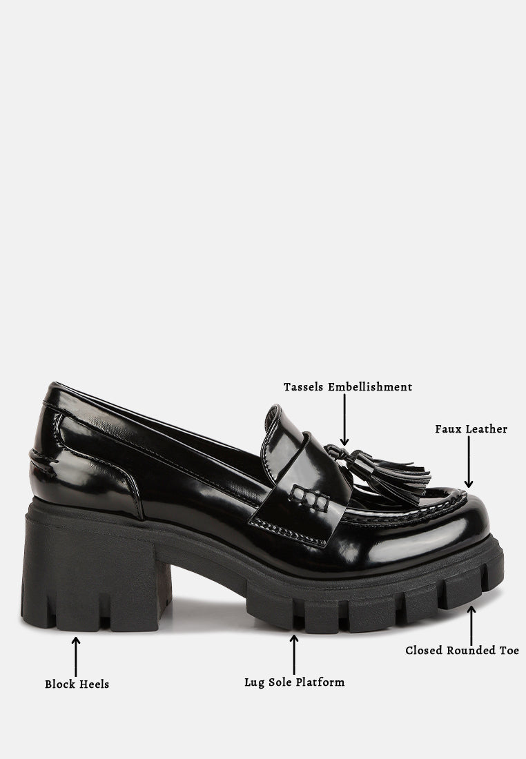 women tassels detail chunky loafers#color_black
