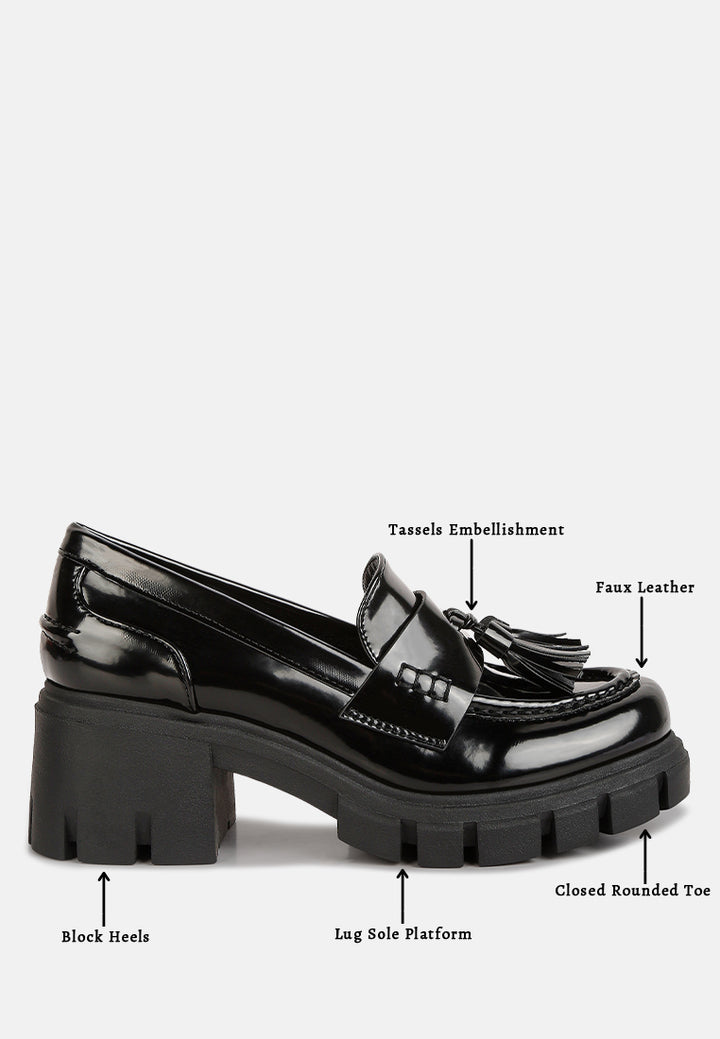 women tassels detail chunky loafers#color_black