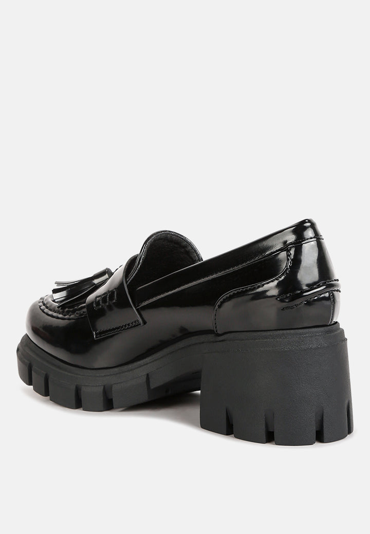women tassels detail chunky loafers#color_black