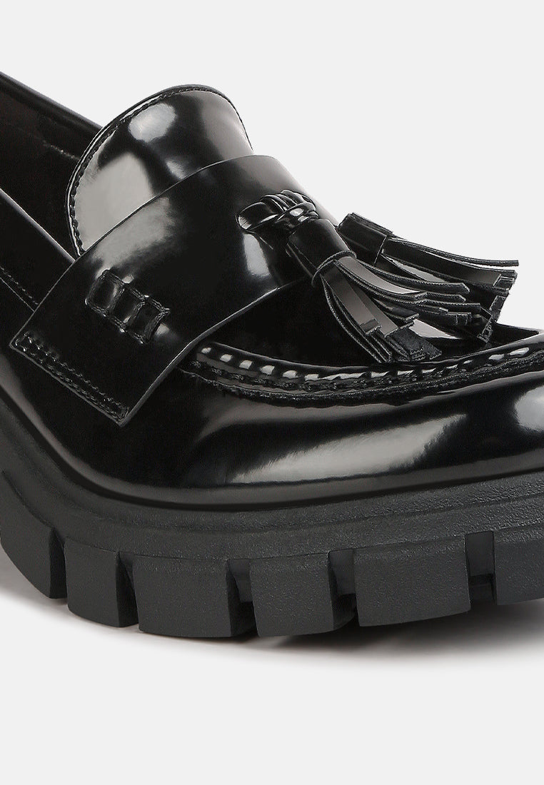 women tassels detail chunky loafers#color_black