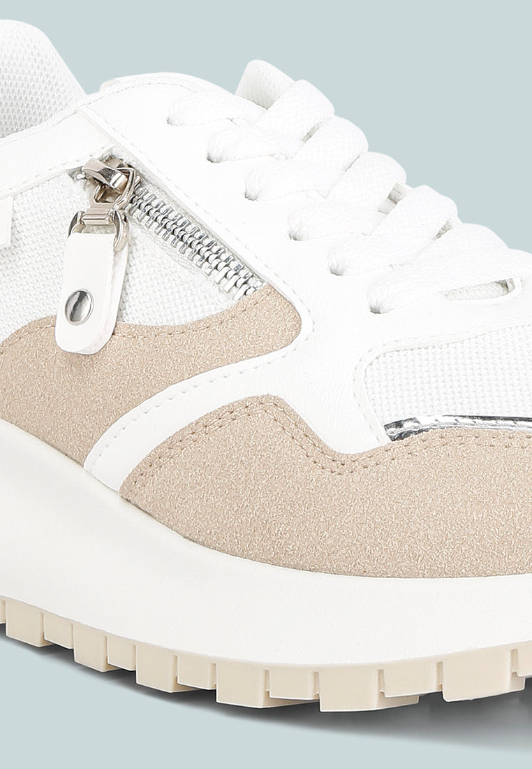 chain detailing lace up sneakers#color_white