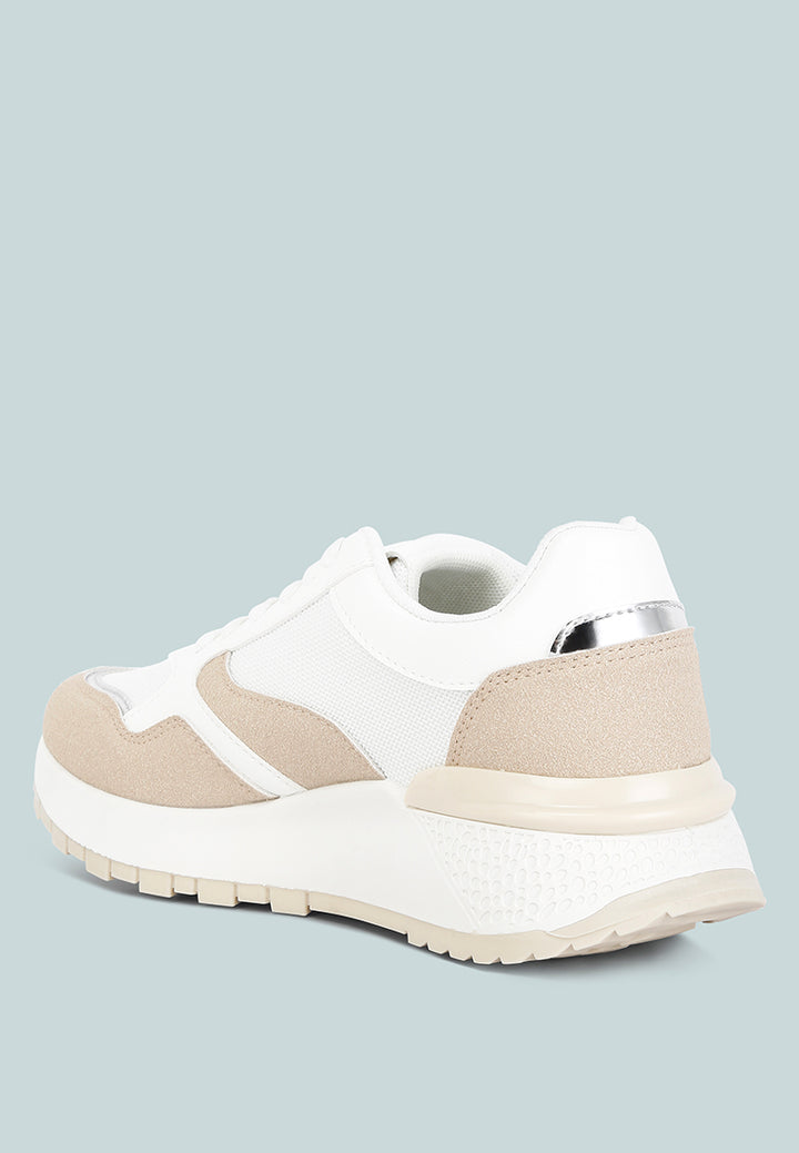 chain detailing lace up sneakers#color_white