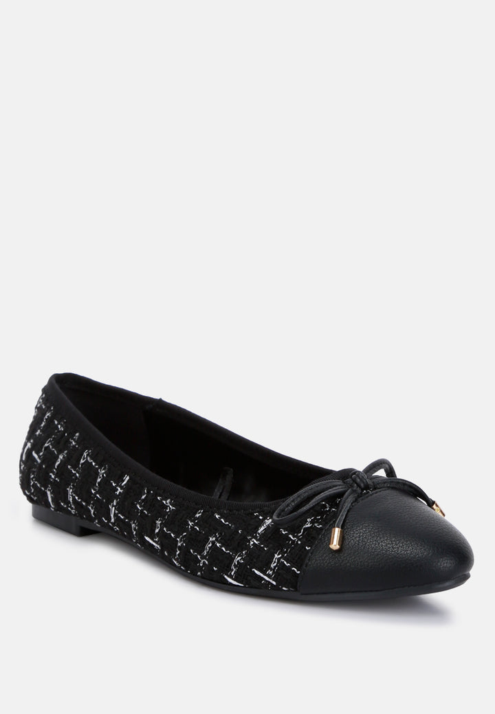 women plaid tweed ballet flats#color_black