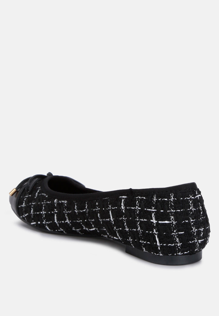 women plaid tweed ballet flats#color_black