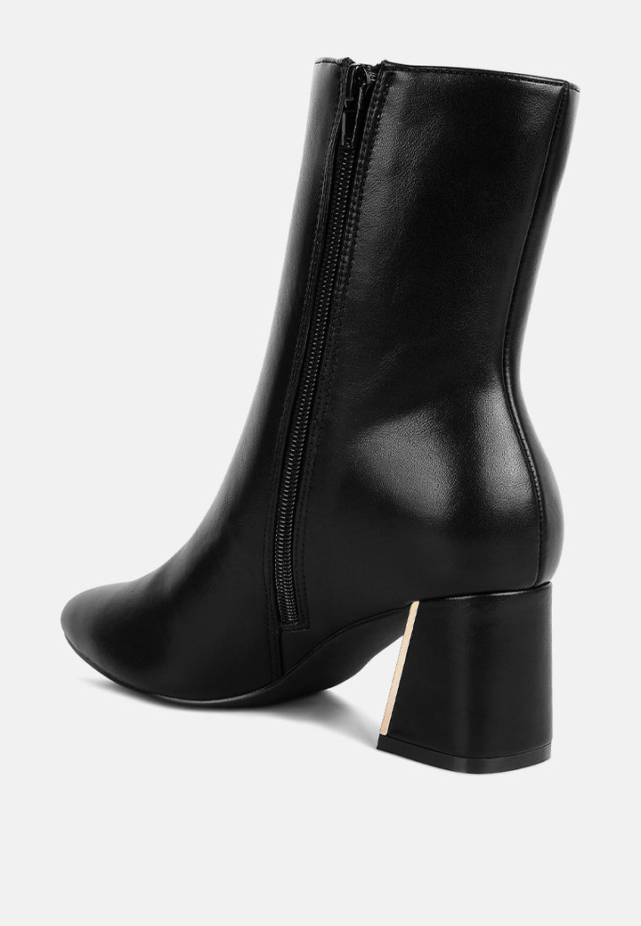 women metallic accent heel high ankle boots#color_black